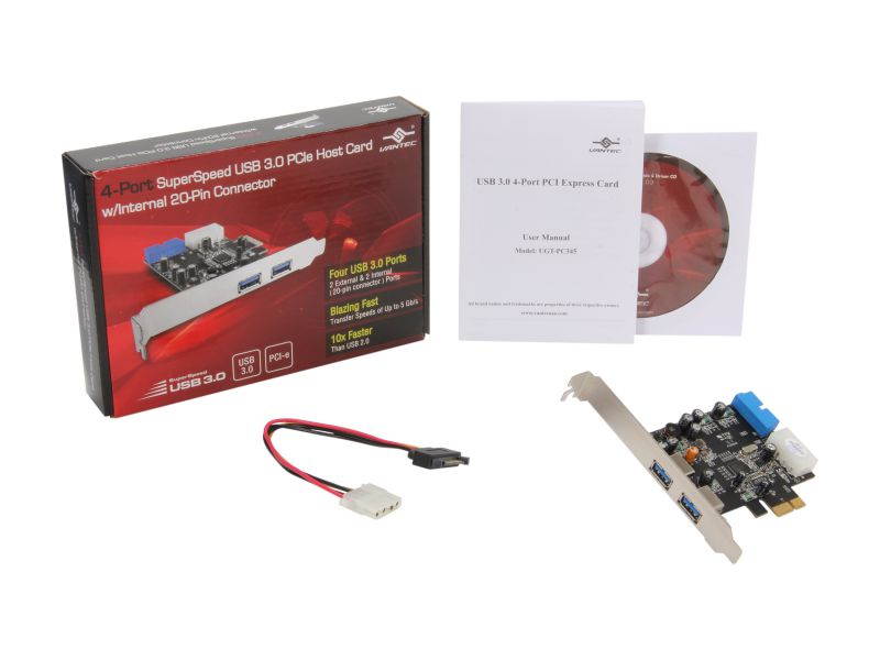 VANTEC 3-Port USB 3.0 Type A/C PCIe Host Card Model UGT-PC331AC