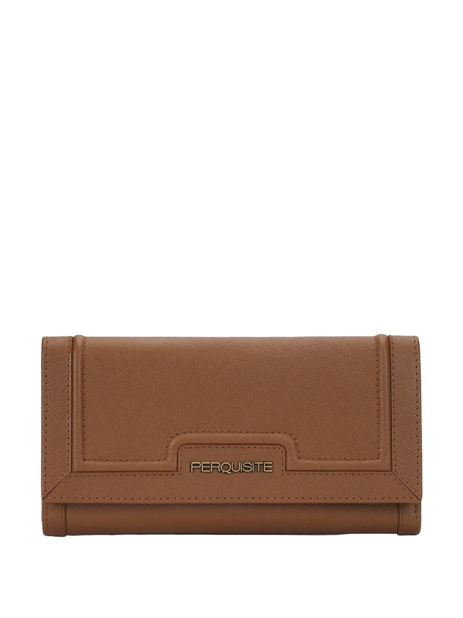 PERQUISITE LEONORA Brown Textured Tri-Fold Wallet for women