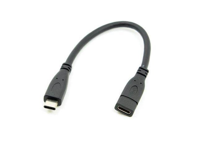 USB 3.1 Type-C USB-C Male to Female Extension Cable for Data and Power Charge Black 20cm