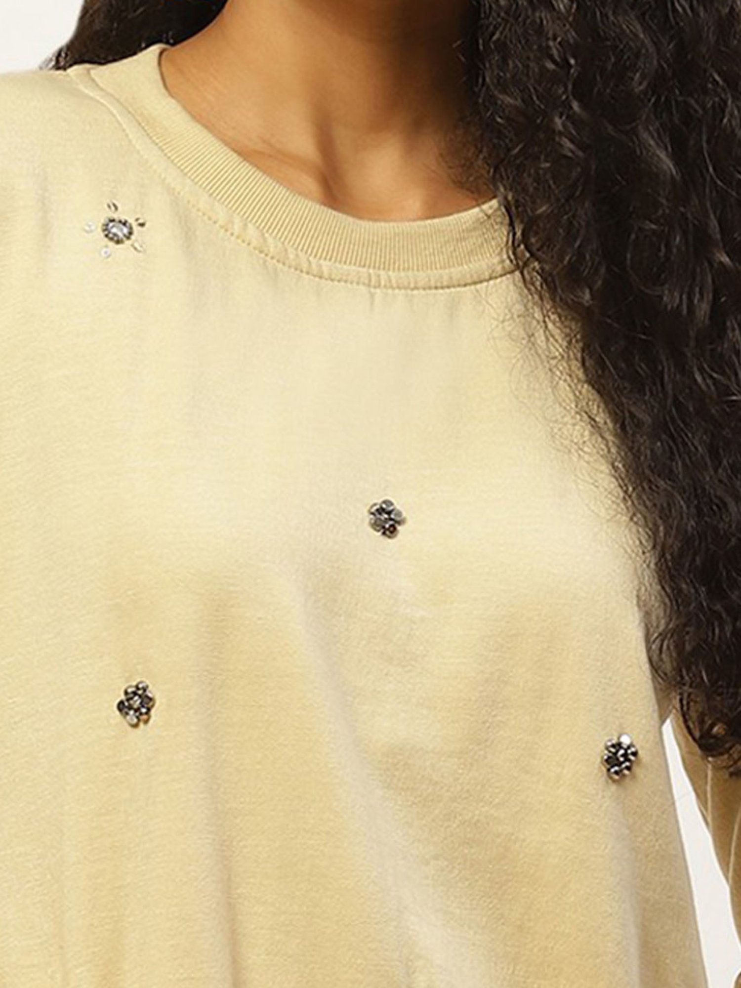 Belle Fille Beige Embellished Sweatshirt