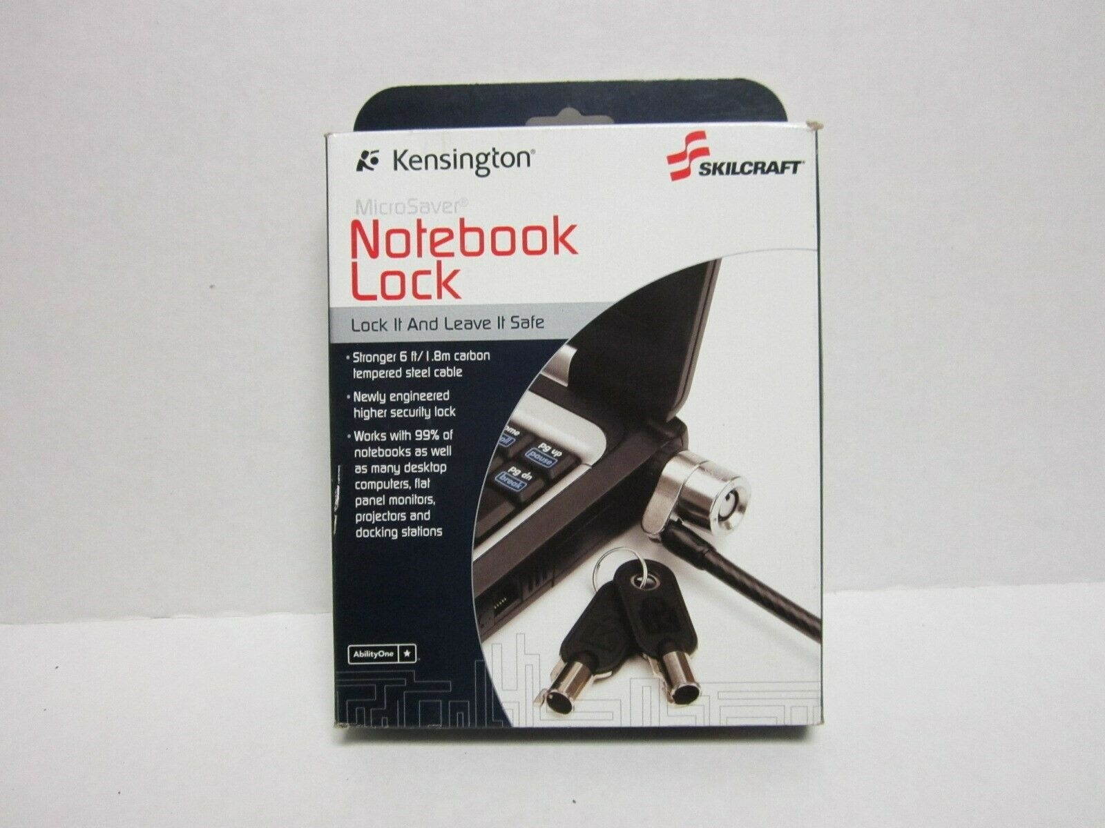 SKILCRAFT 5340013842016 Laptop Security Lock And Cable, 6ft, Two Keys, Silver