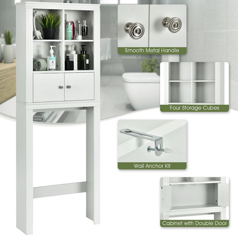 Costway Over the Toilet Storage Rack Bathroom Space Saver w/ Adjustable Shelf & Cabinet