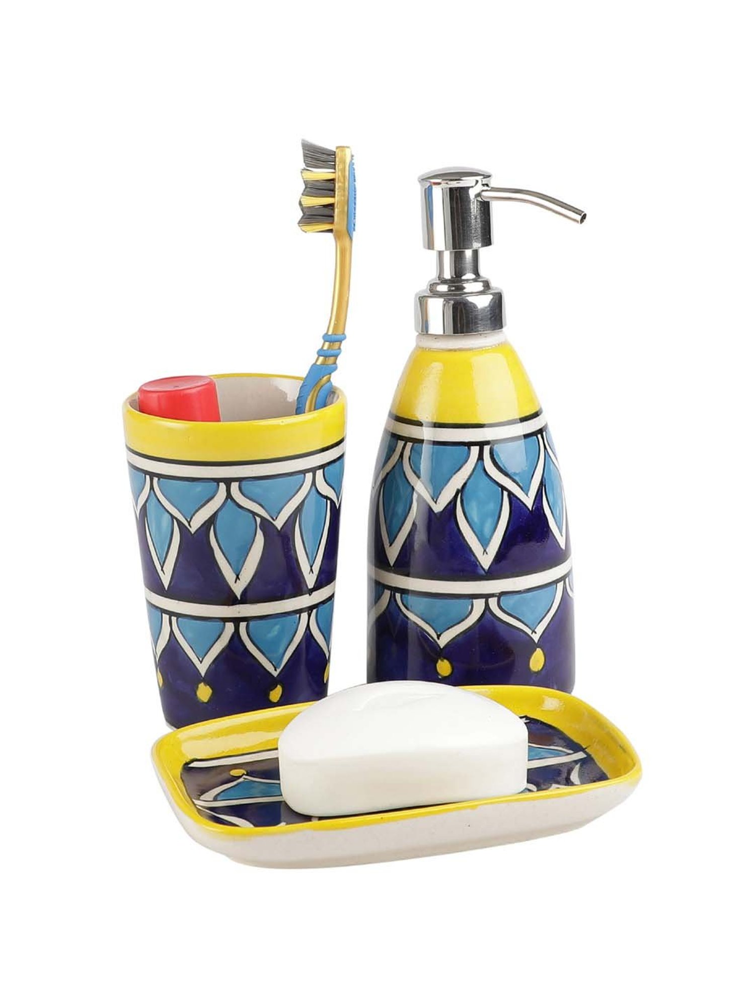VarEesha Aztec Multicolor Ceramic Bath Accessories - Set of 2