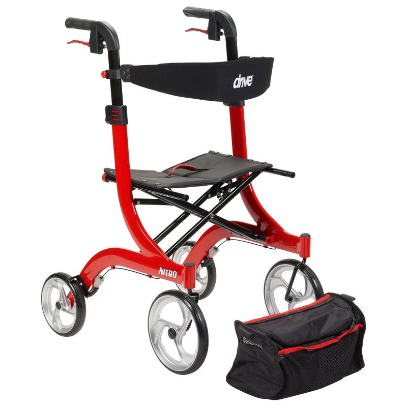 Drive Medical Nitro Euro Style Walker Rollator, Red