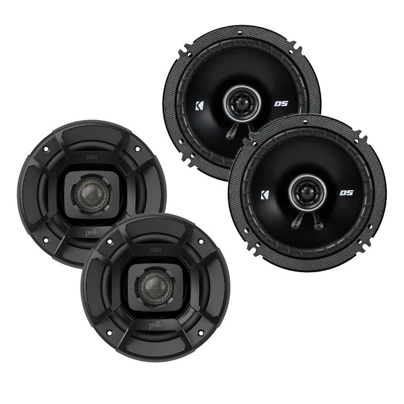 Polk 4-Inch 135W 2-Way Car Audio Speakers w/ Kicker 6.5-Inch 100W 2-Way Speakers