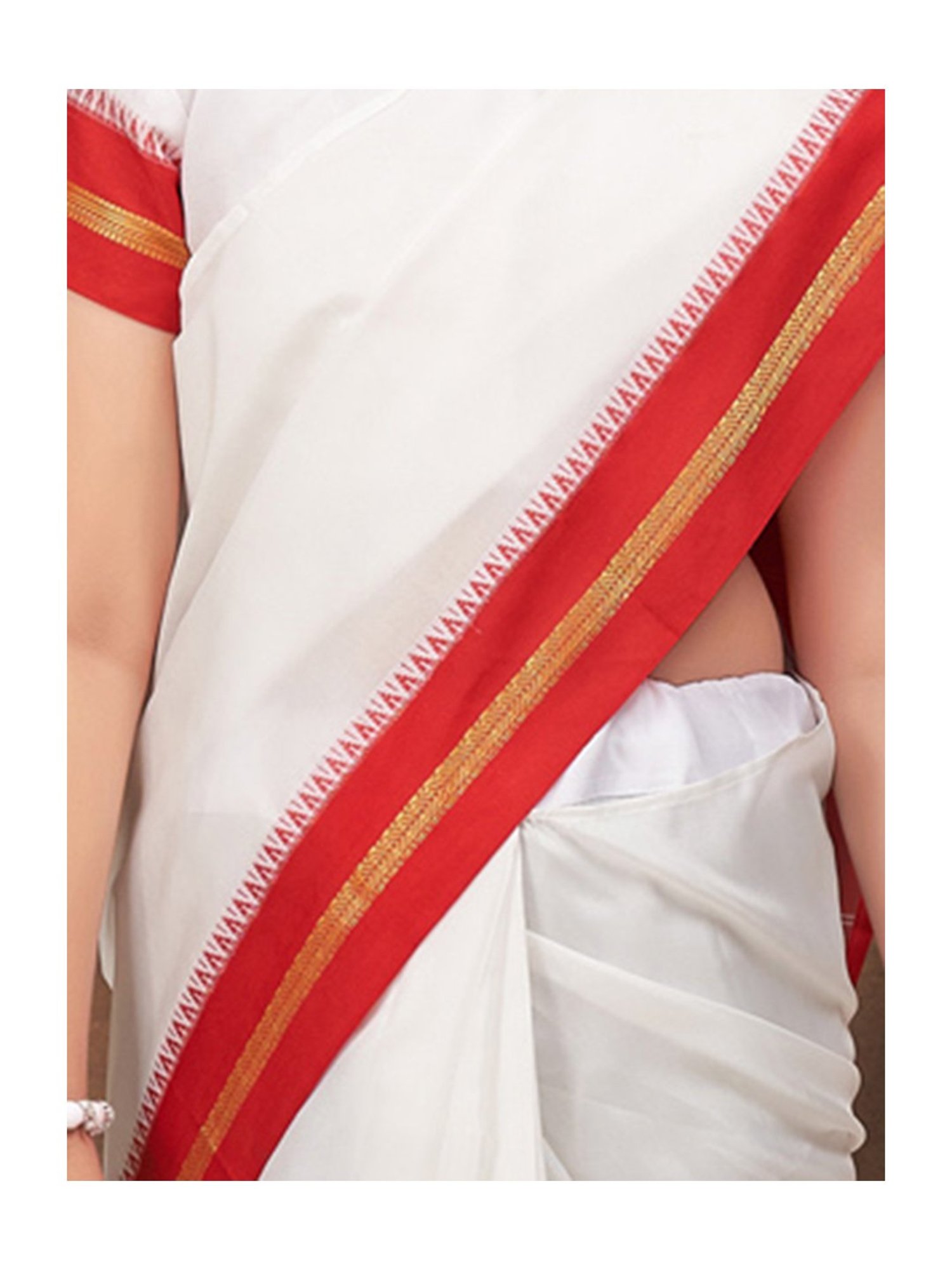 LilPicks Kids Green & White Regular Fit Saree