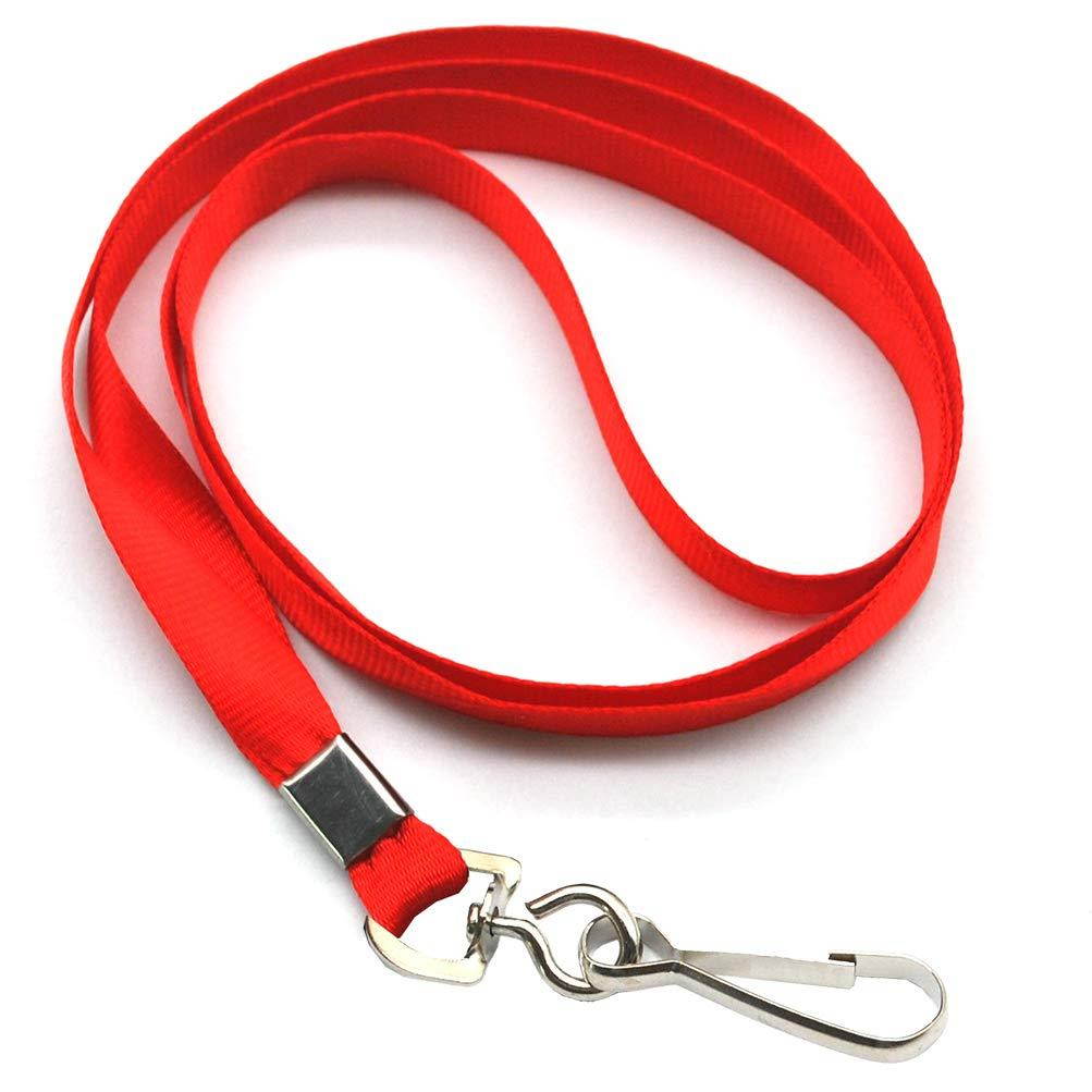 Red Lanyard Bulk Lanyards for Id Badges Flat Lanyard with Badge Clip Swivel Hook Beebel 50 Pack