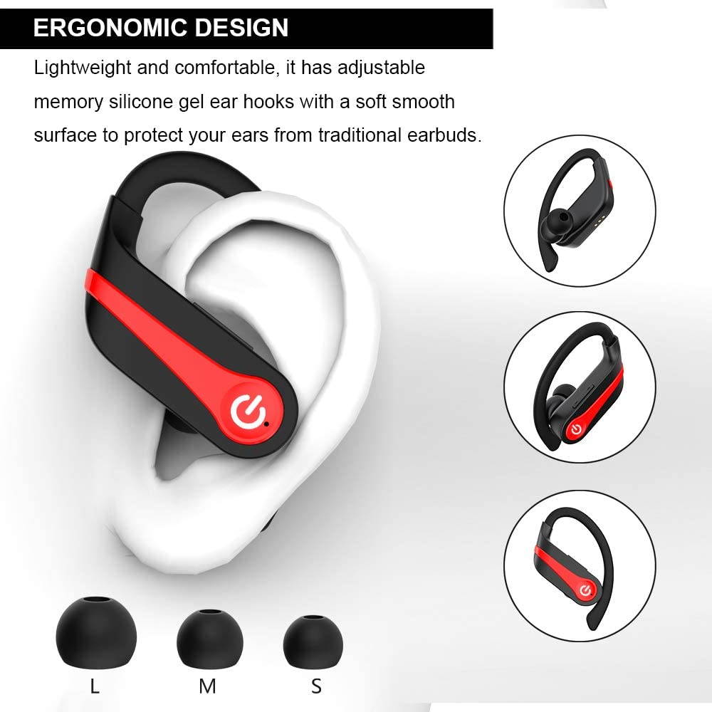 Ture Wireless Earbuds, Bluetooth 5.1 Sport Headphones IP7 Waterproof 40H Playtime TWS Earhooks Headset with Charging Case Stereo Sound CVC8.0 Noise Cancelling Wireless Earphone for Running Gym
