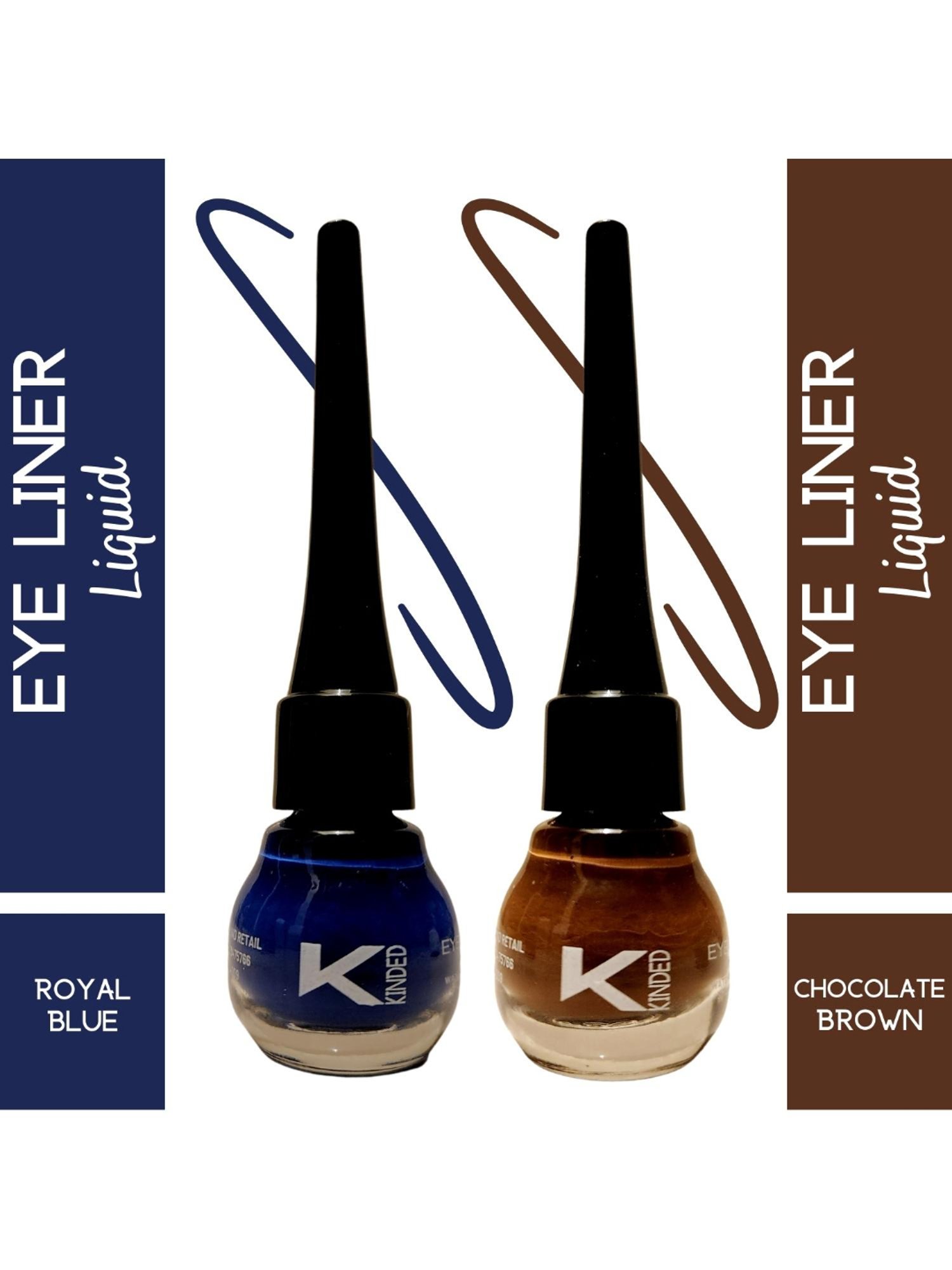 KINDED Liquid Eye Liner Chocolate Brown & Royal Blue Combo