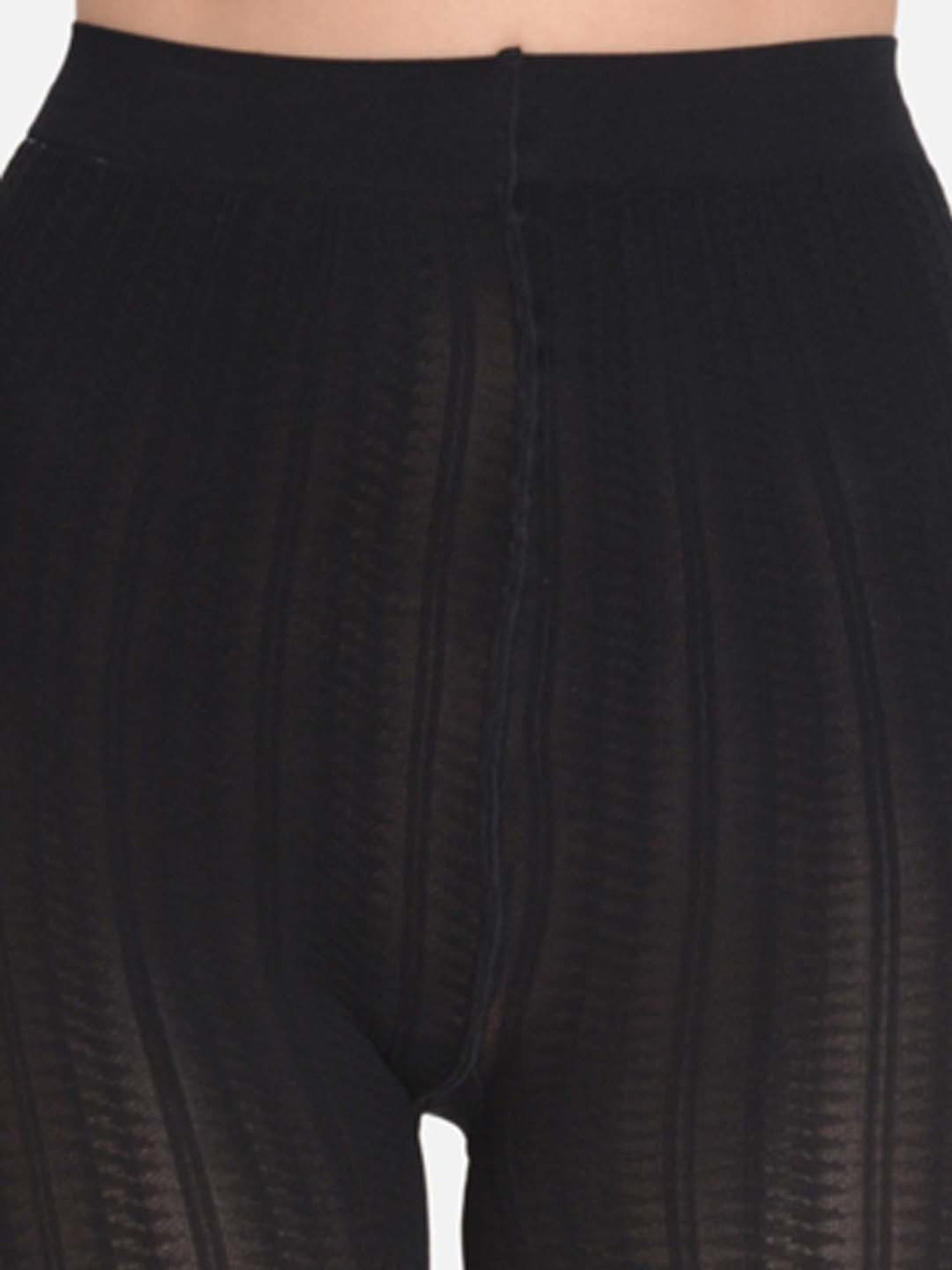 mod & shy Black Self Pattern Pantyhose Stockings