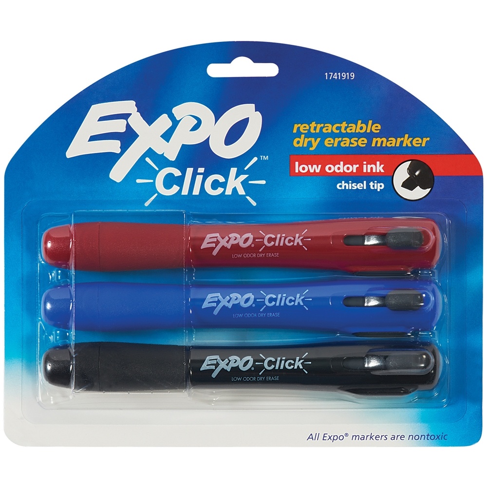 Expo Retractable Dry Erase Markers Assorted Colors 3/Case BDERETMARK