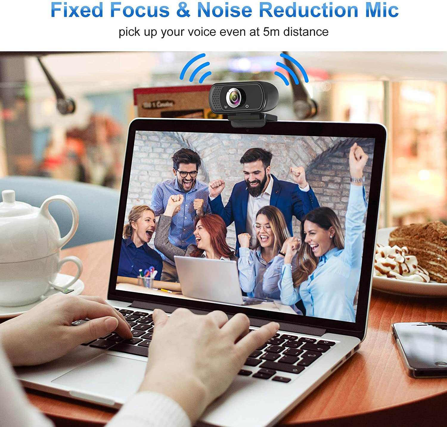 Webcam 1080P,HD Webcam with Microphone,PC Laptop Desktop USB Webcams with 110 Degree Wide Angle,Computer Web Camera with Rotatable Clip