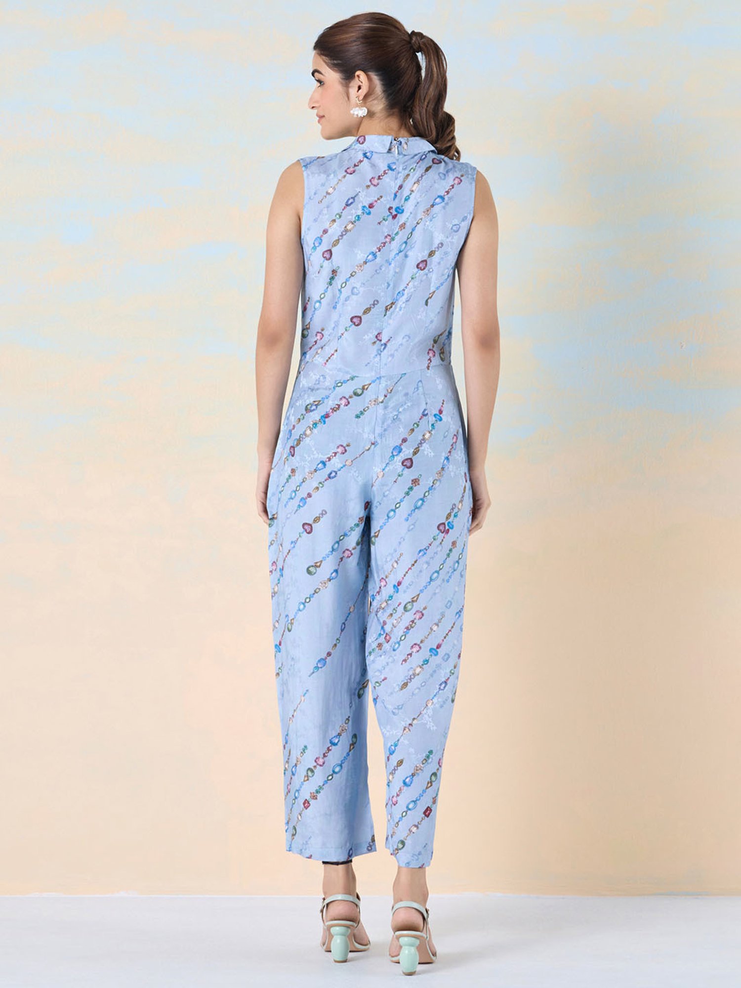 navyasa by liva Blue Printed Jumpsuit