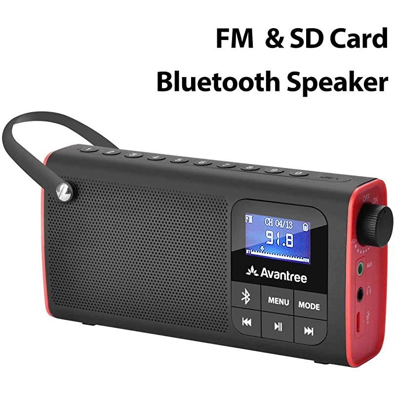 SP850 Rechargeable Portable FM Radio with Bluetooth Speaker and SD Card MP3 Player 3-in-1, Auto Scan Save, LED Display, Small Handheld Pocket Battery Operated Wireless Radio (No AM)