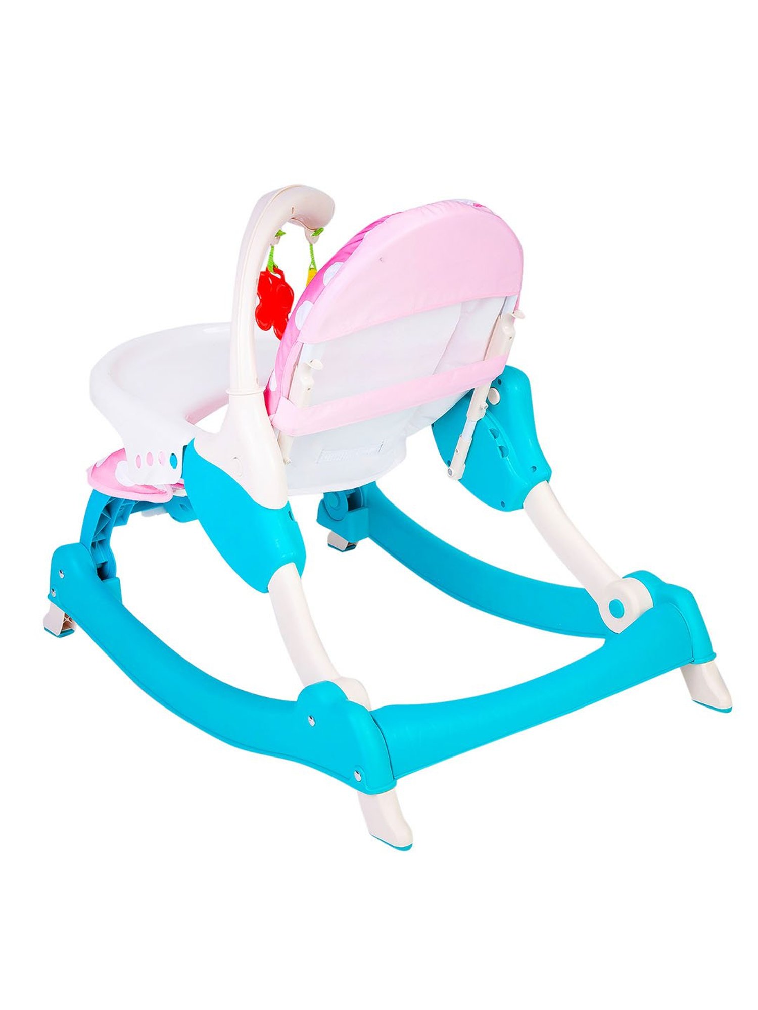 Baby Moo Pink Polka Dot 2 In 1 Rocker Cum Feeding Chair (20 Kg)