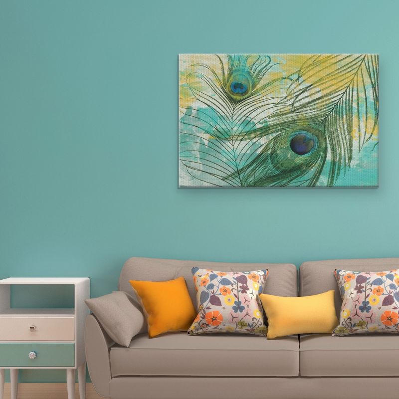 24"x36" Painted Peacock By Gi Artlab Art On Canvas - Fine Art Canvas