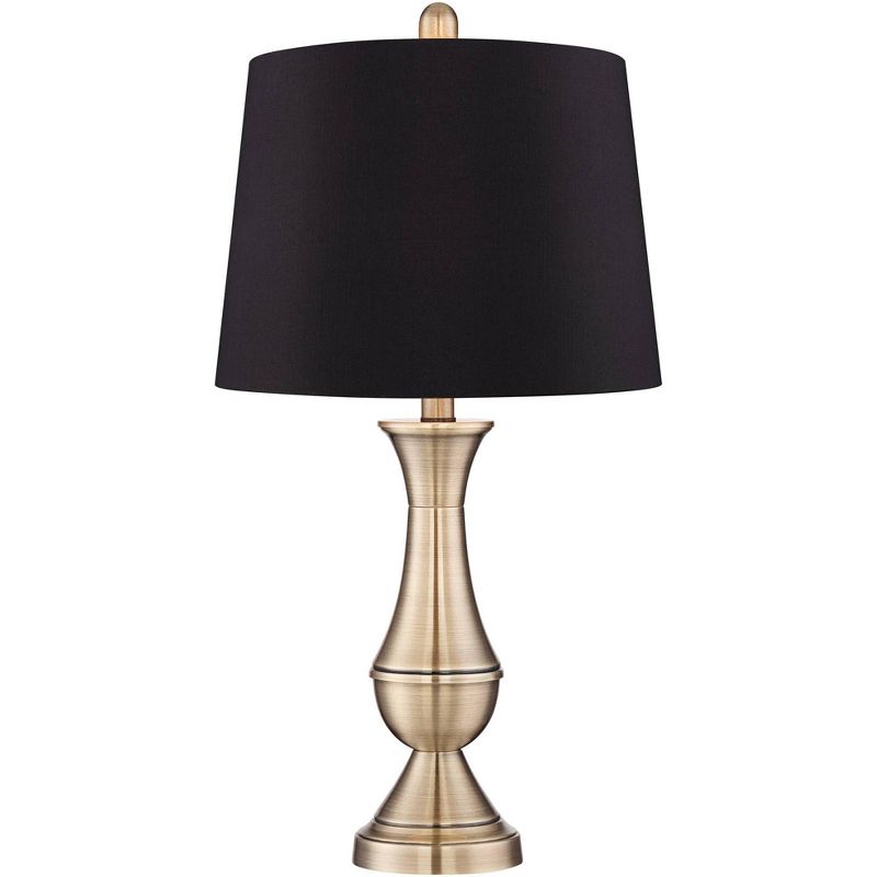 Regency Hill Becky Antique Brass Metal Black Shade Table Lamps Set of 2