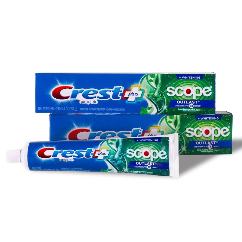 Crest + Scope Outlast Complete Whitening Toothpaste Mint - 5.4oz - Pack of 2