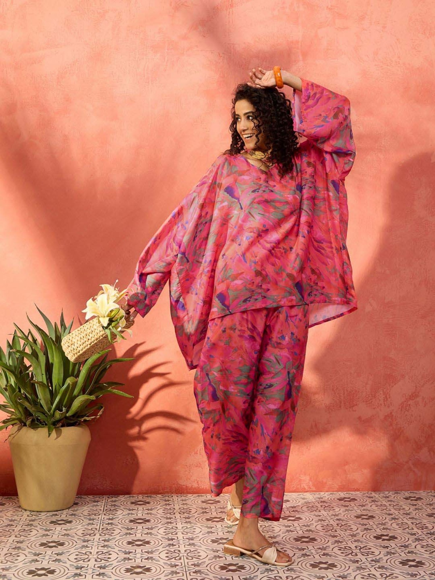 Inweave Pink Printed Top & Pant Set