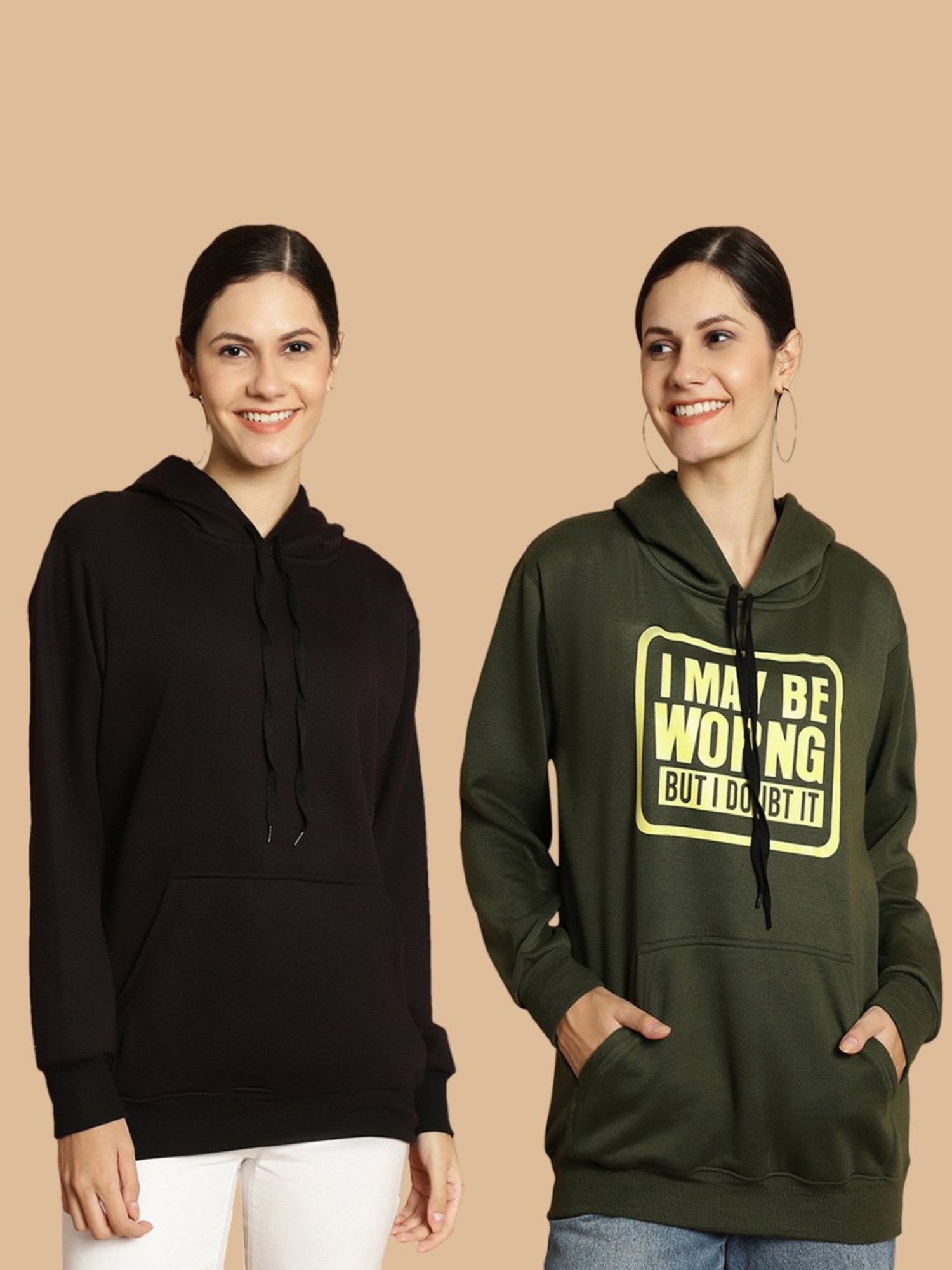 Vimal Jonney Black & Green Printed Sweatshirt - Pack Of 2
