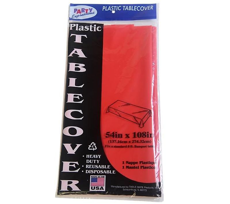 Tablemate Table Set Rectangular Table Covers Heavyweight Plastic 54 x 108 Black 6/Pack 549BK