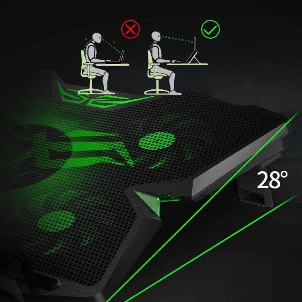 RGB Laptop Cooling Pad with 6 Quiet LED Fans 5 Heights Adjustable and Phone Stand, Dual USB Ports Gaming Laptop Cooler for 11"-18" Gaming Laptops (Blue)