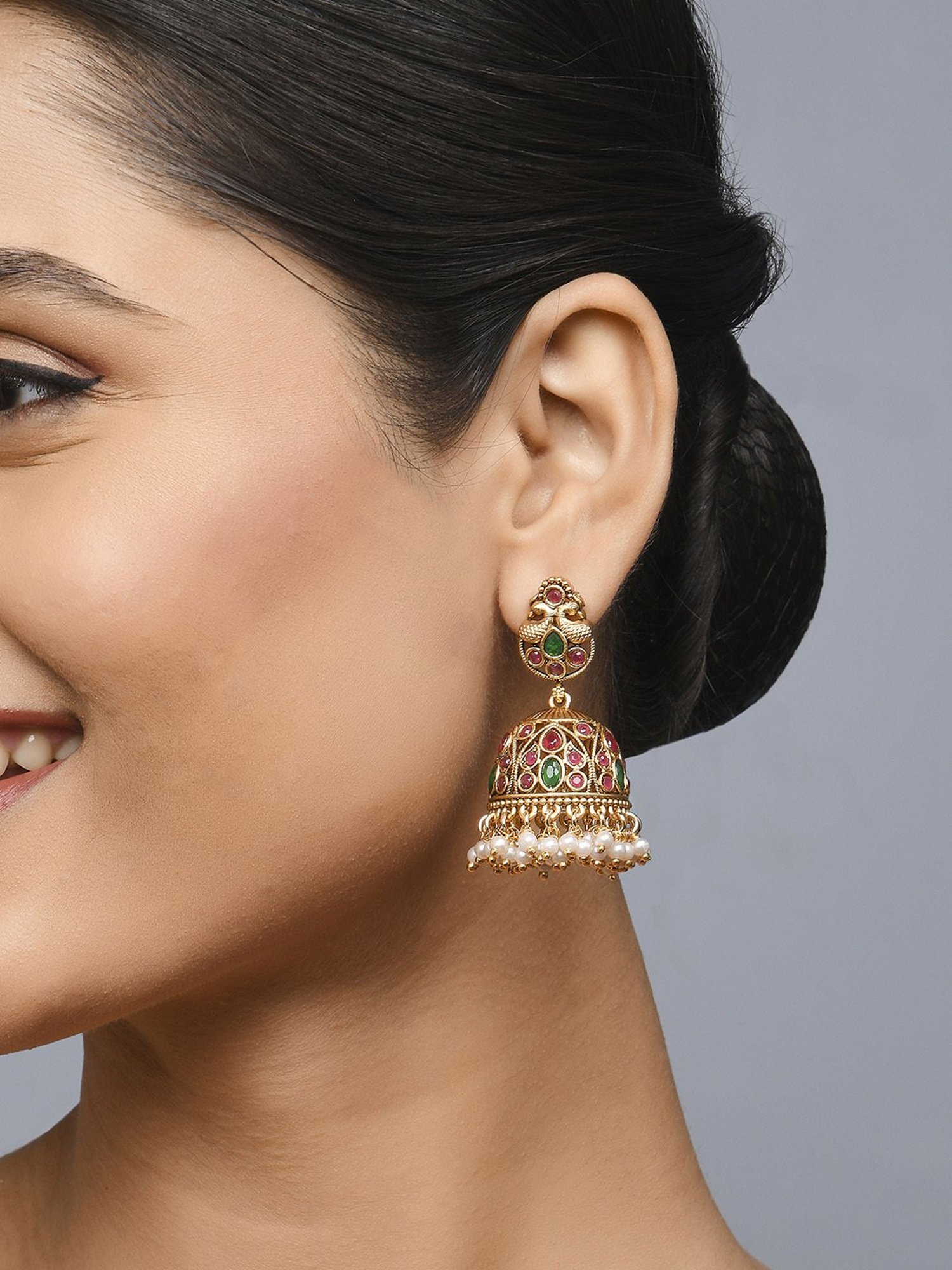 Fida Peacock Multi Jhumki Earrings