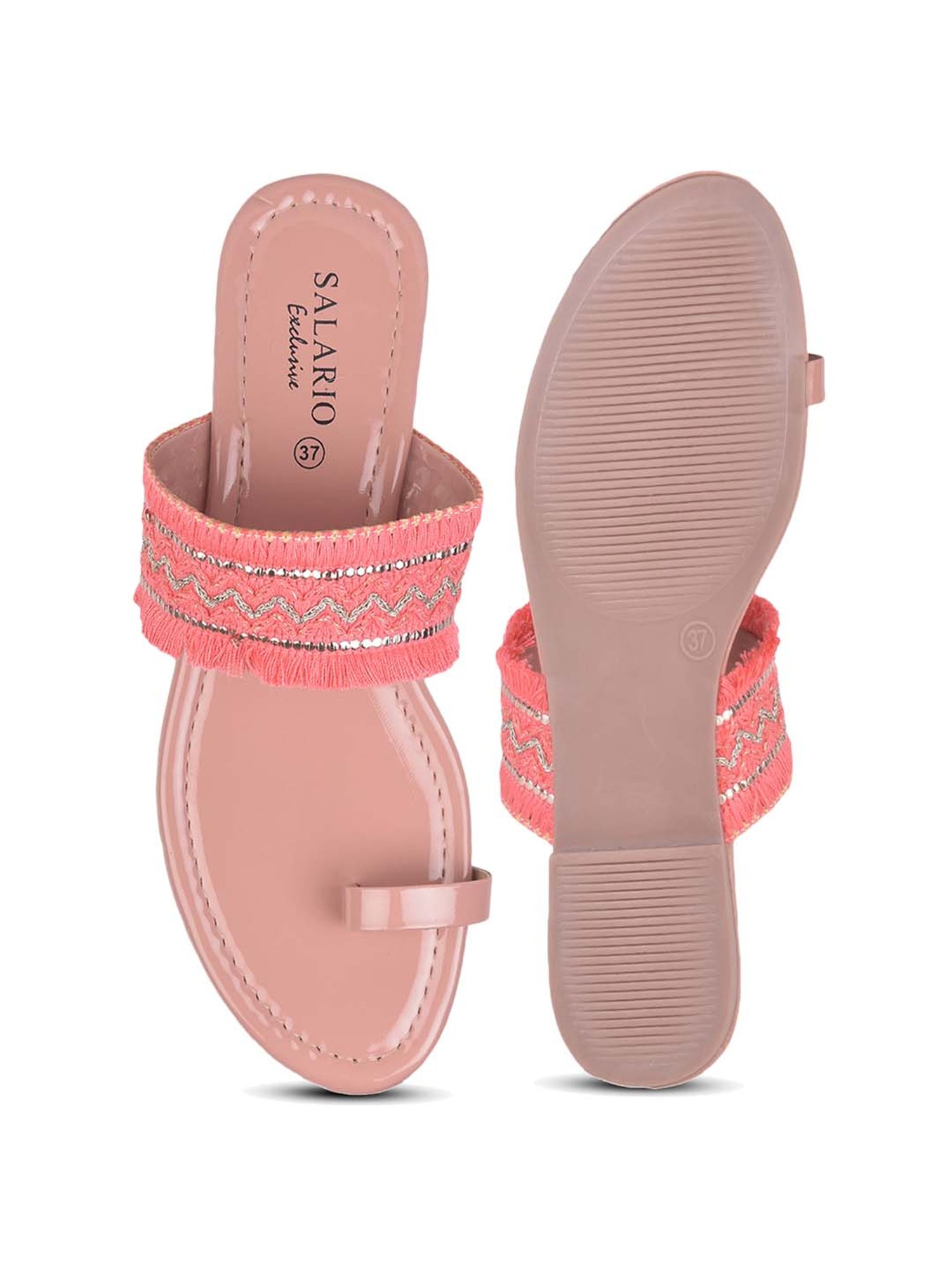 Salario Women's Pink Toe Ring Sandals