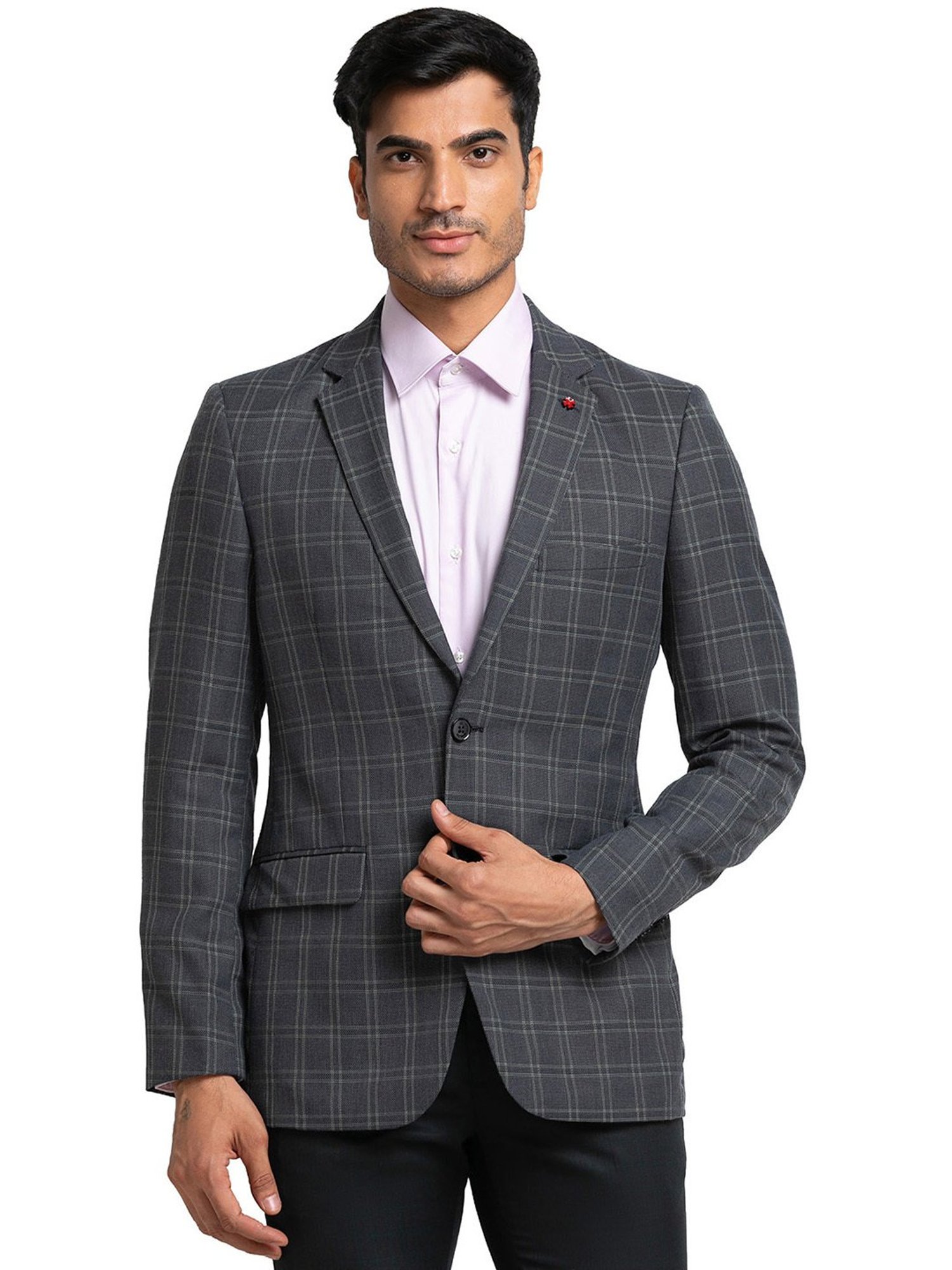 Raymond Grey Check Notched Lapel Blazer