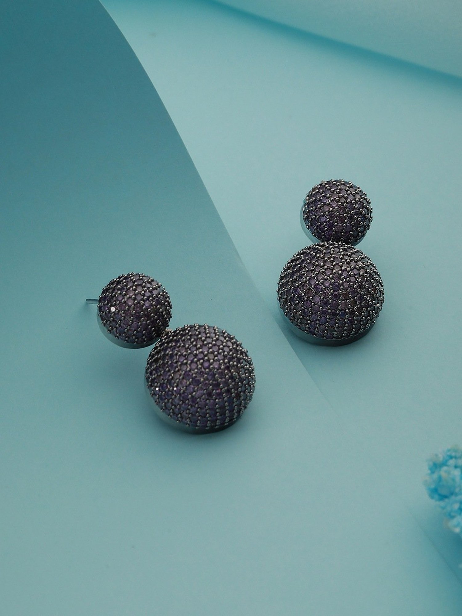 Saraf RS Jewellery Plated Purple Amethyst Studded Drop earrings