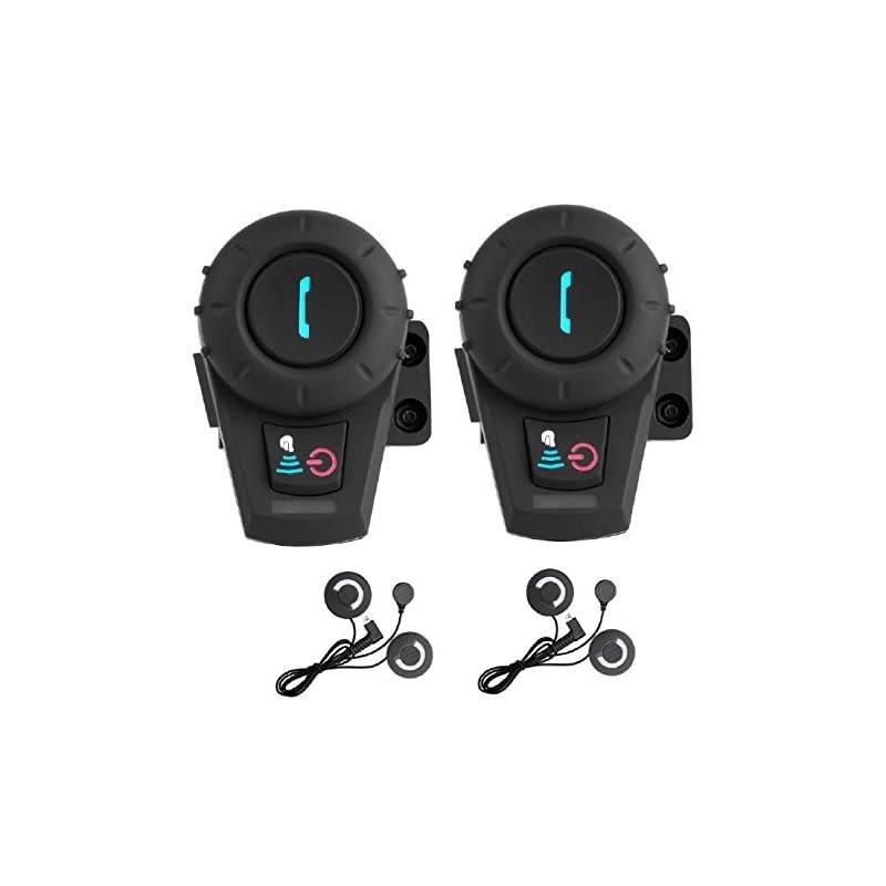 Motorcycle Helmet Speakers FDCVB Helmet Bluetooth Headset Intercom for Motorbike Skiing Communication Systems Range800M23Riders PairingBlack2 Units with Soft Cable