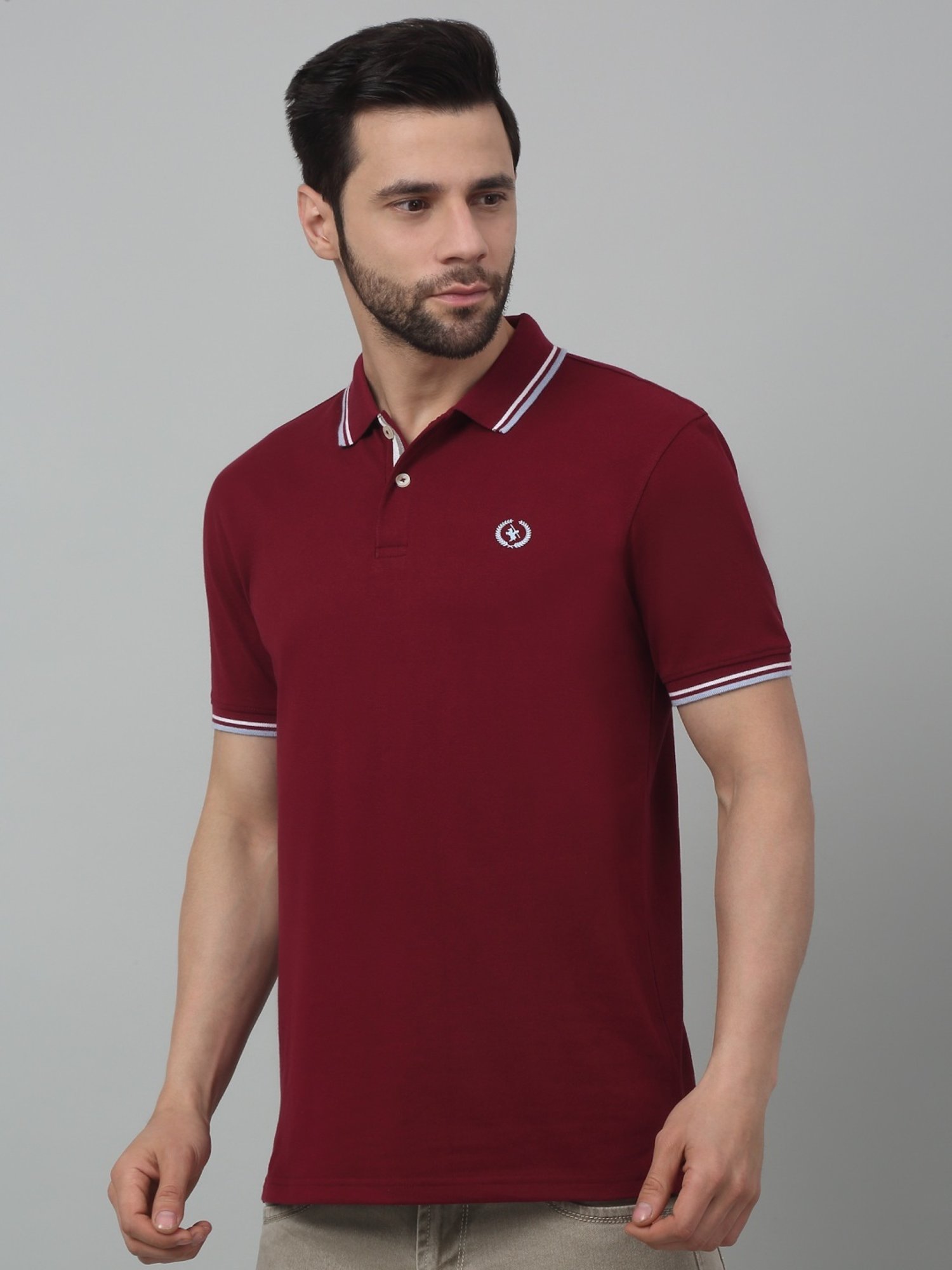 Cantabil Maroon Regular Fit Polo T-Shirt