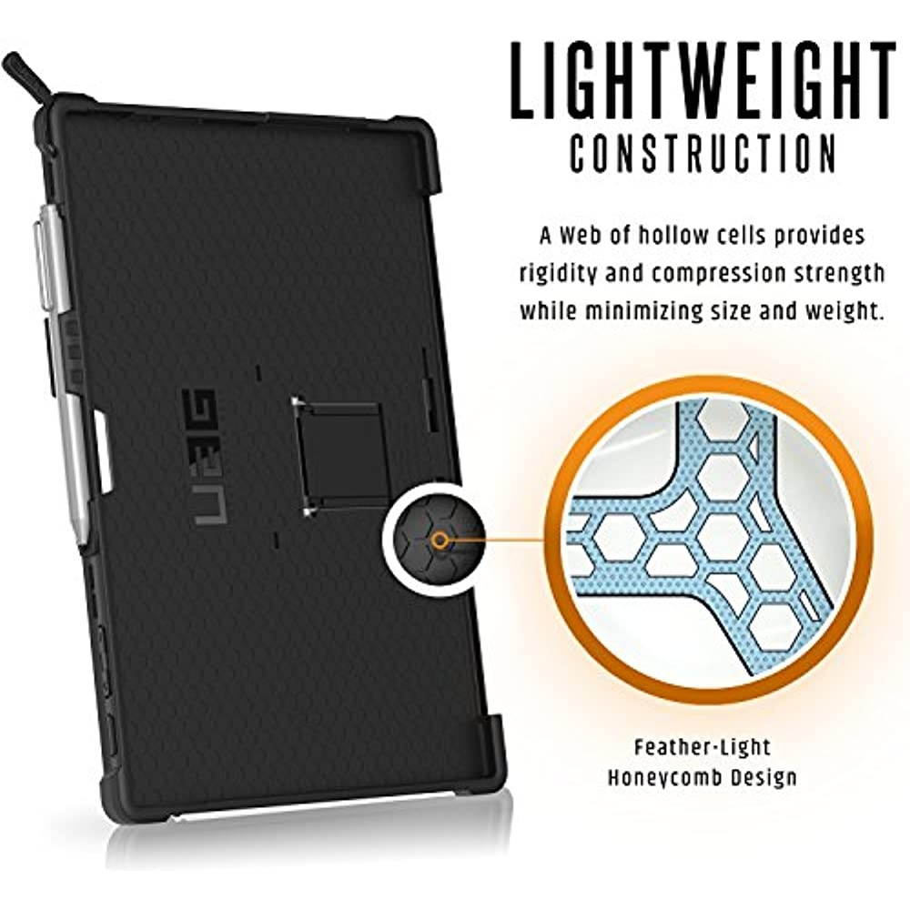 UAG Designed for Microsoft Surface Pro 7 Plus, Surface Pro 7, Pro 6, Pro 5th Gen (2017) (LTE), Pro 4 Feather-Light Rugged [Black] Aluminum Stand Military Drop Tested Case