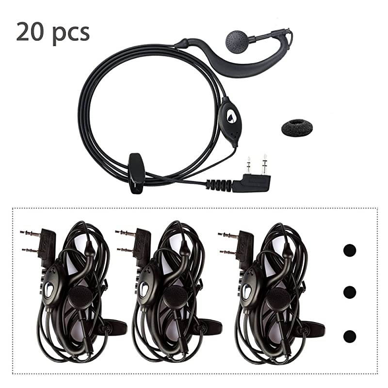 Earpiece20pcs Mic Headset Earpiece Earphone 2 Pin for Baofeng Walkie Takie 2 Way Radio BF UV5R5RA5RA+5RB5RC5RD5RE5RE PlusUV82BF480490530999888777666S777S888S
