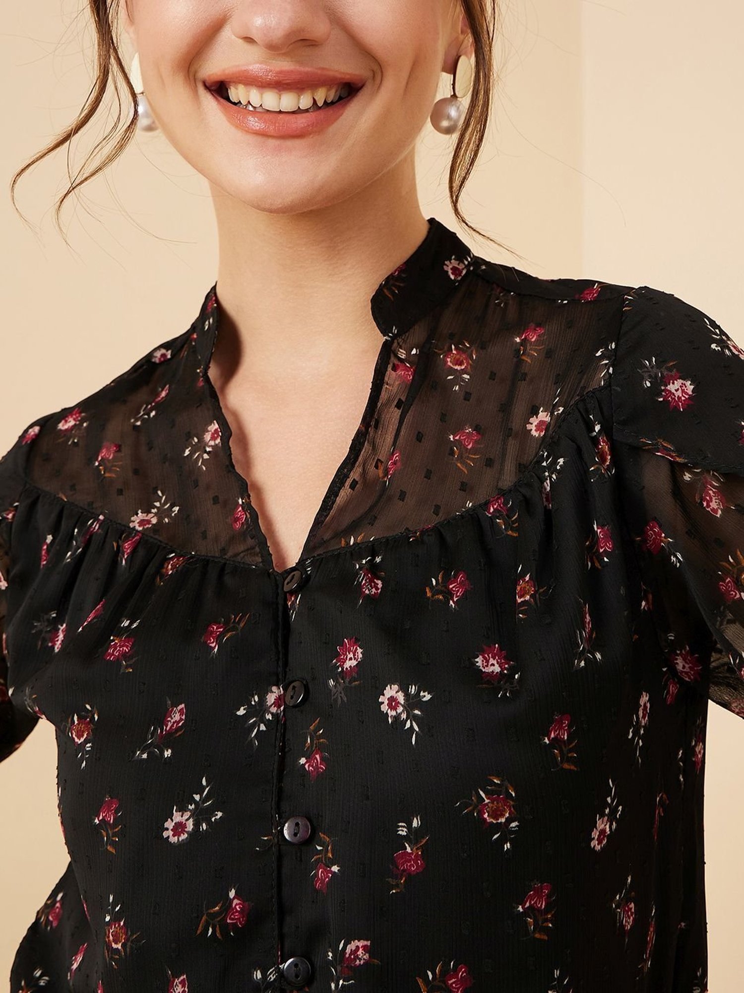 Rare Black Printed Top