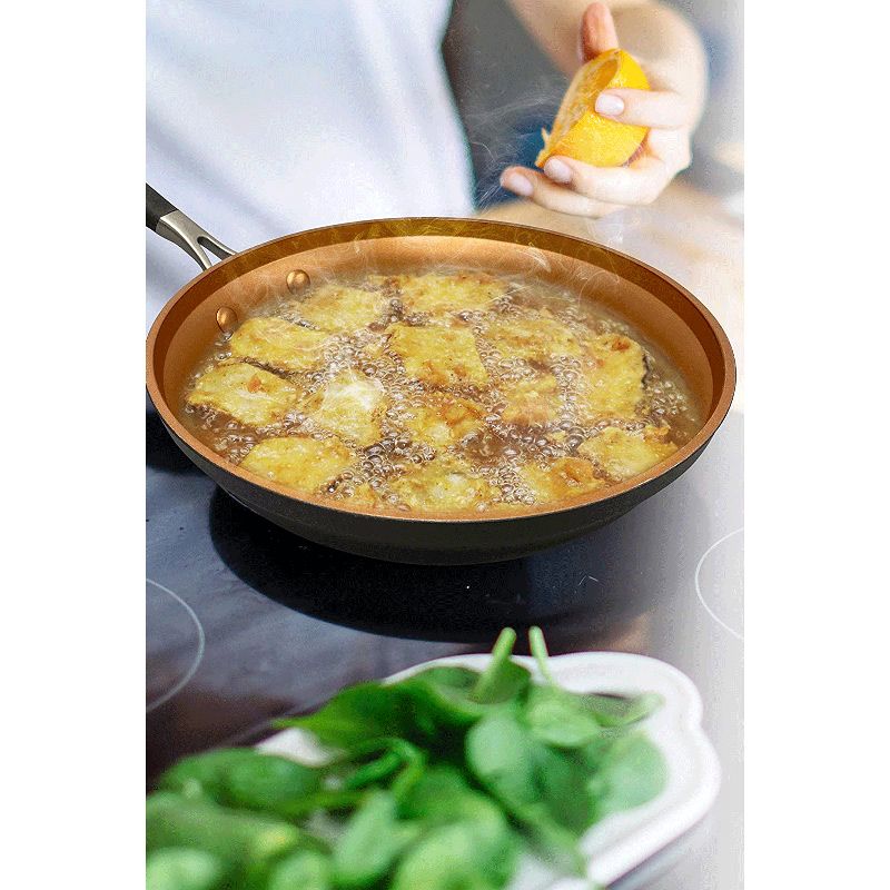 NutriChef Metallic Nonstick Ceramic Cooking Kitchen Cookware Pots and Pans with Lids, Utensils, and Cool Touch Handle Grips, 14 Piece Set, Black