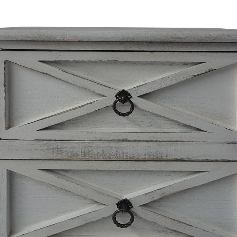 25.59" 3 Drawer Wooden Storage Cabinet with X Shape Design and Ring Pulls Heathered White - The Urban Port