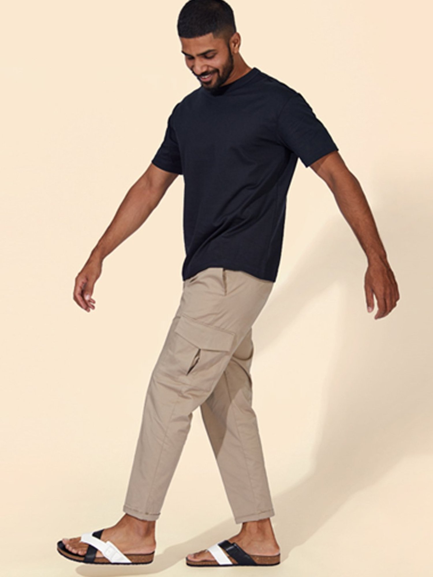 Neemans Men's Cork Black & White Thong Sandals