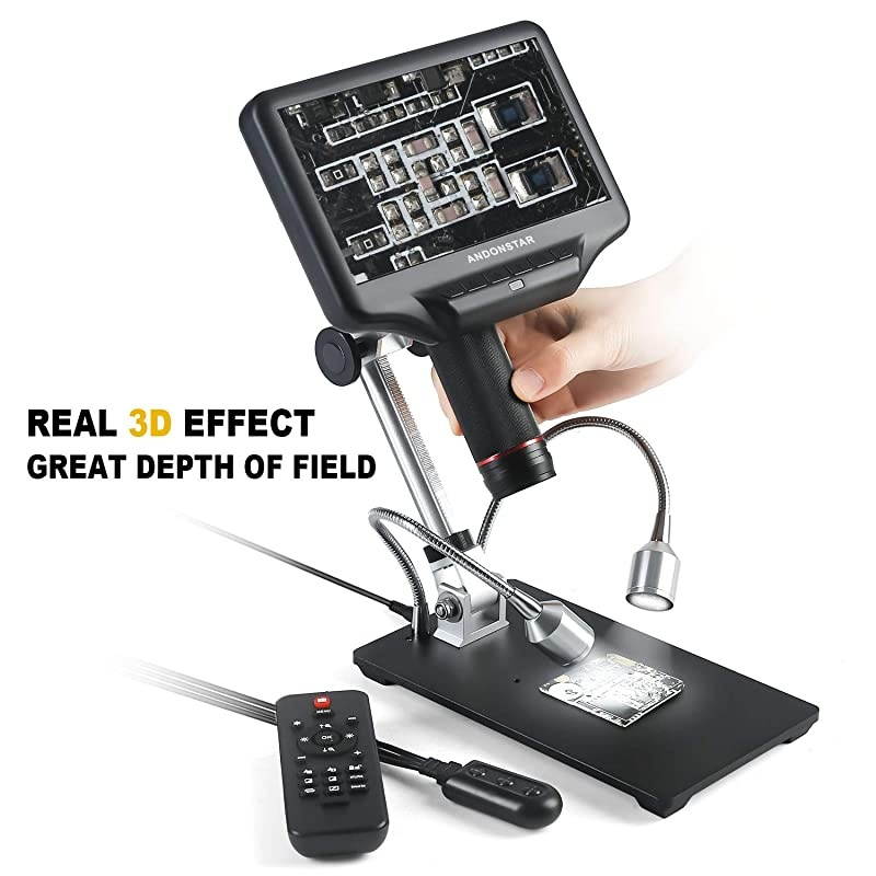AD407 3D HDMI Soldering Digital Microscope with 4MP UHD and 7 inch Adjustable LCD Screen USB Video Microscopes for Phone Repairing SMT SMD DIY