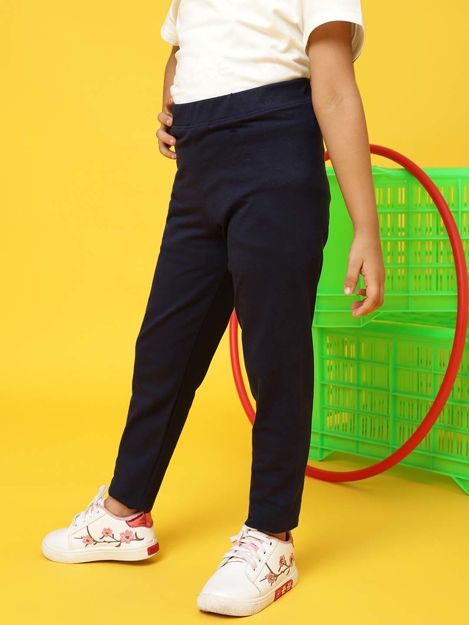 Tales & Stories Kids Navy Cotton Slim Fit Leggings