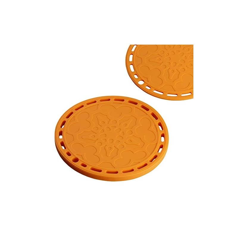 Plus Big Round Silicone Hot Mats and Trivets for Hot Dishes and Hot Pots, Hot Pads for Countertops, Tables, Pot Holders, Spoon Rest Small Place Mats Set of 3 Color Orange