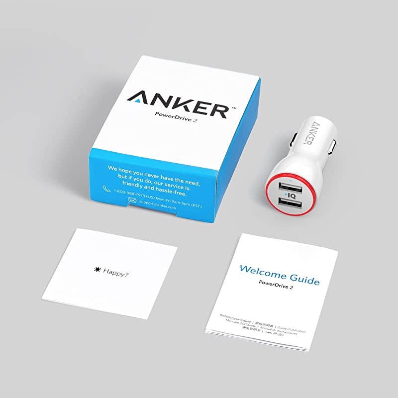 24W Dual USB Car Charger, PowerDrive 2 for iPhone X / 8/7 / 6s / Plus, iPad Pro/Air 2 / Mini, Note 5/4, LG, Nexus, HTC, and More