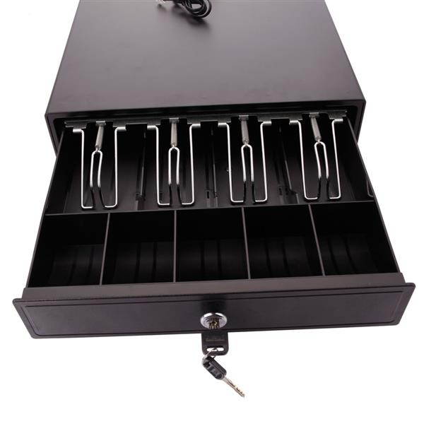 15" Manual Push-Open Cash Drawer, Home Commercial Use 4-Compartment 3 Lock Modes Stainless Steel Cash Box