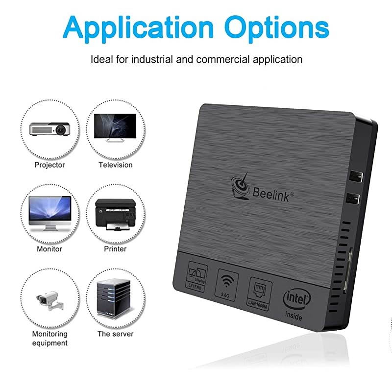 Mini PC  T4,Windows 10 Intel Atom X5-Z8500 Quad Core Ultra-Quiet Mini Computer,4GB DDR/64GB eMMC,HDMI&DP Port,4K@30Hz HD,2.4G+5G WiFi,Support Auto Power On, PXE Boot, WOL