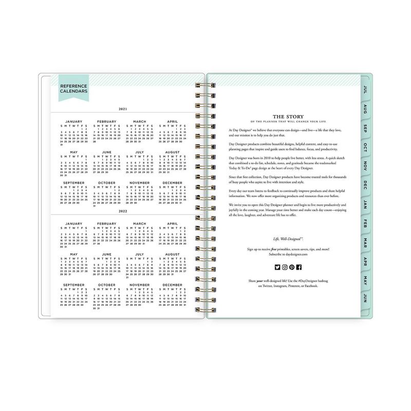 2021-22 Academic Planner 8"x5" Clear Pocket Cover Weekly/Monthly Wirebound Tulip Garden Mint - Day Designer