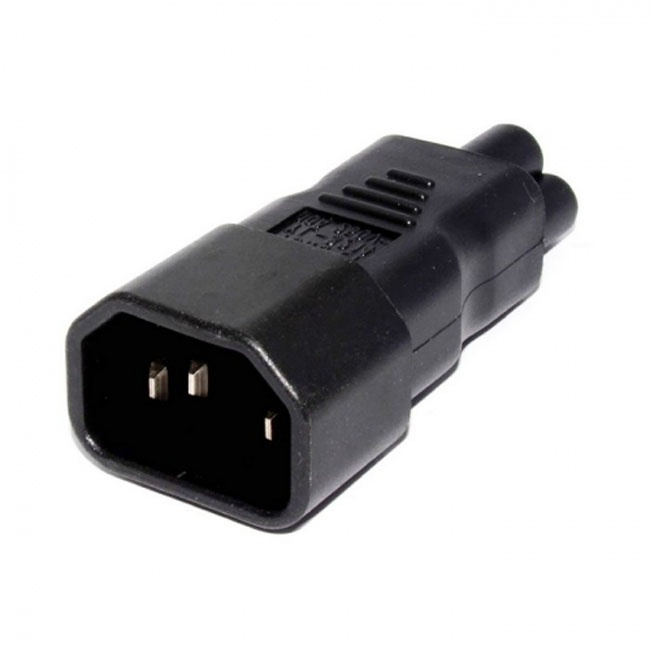 Jimier IEC 320 Adapter 3 Poles Socket C14 to Cloverleaf Plug Micky C5 Straight Extension Power Adapter PW-125-BK