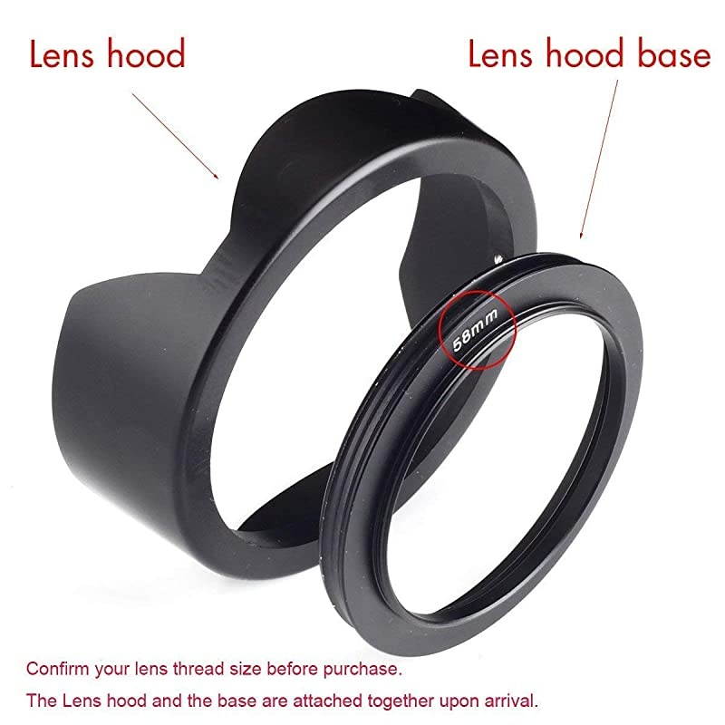 Reversible Tulip Flower Lens Hood Set Unique Design Camera Lens Hood for Canon Nikon Sony DSLR + Center Pinch Lens Cap with Cap Keeper Leash + Microfiber Cleaning Cloth