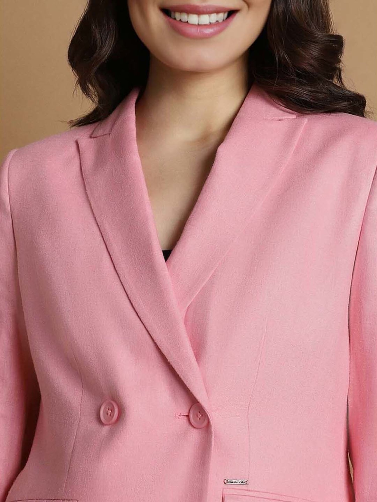 Allen Solly Pink Textured Pattern Formal Blazer