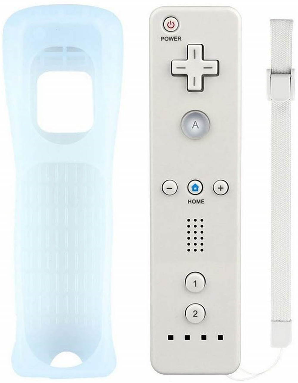 Remote Controller For Wii Nunchuck Remote Game Controller with Silicone Case and Wrist Strap for Nintendo Wii and Wii U (White)