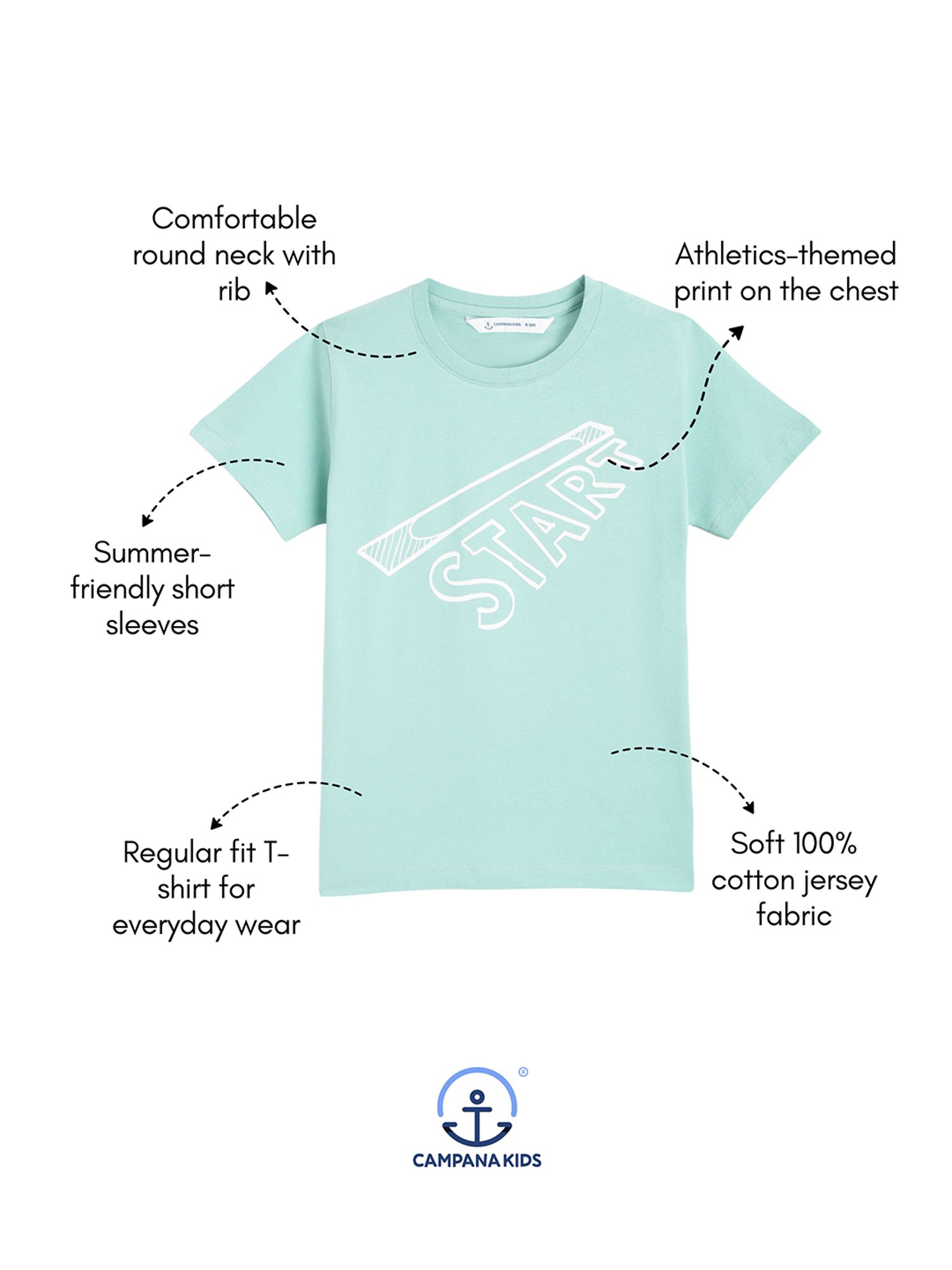 Campana Kids Blue Printed T-Shirt